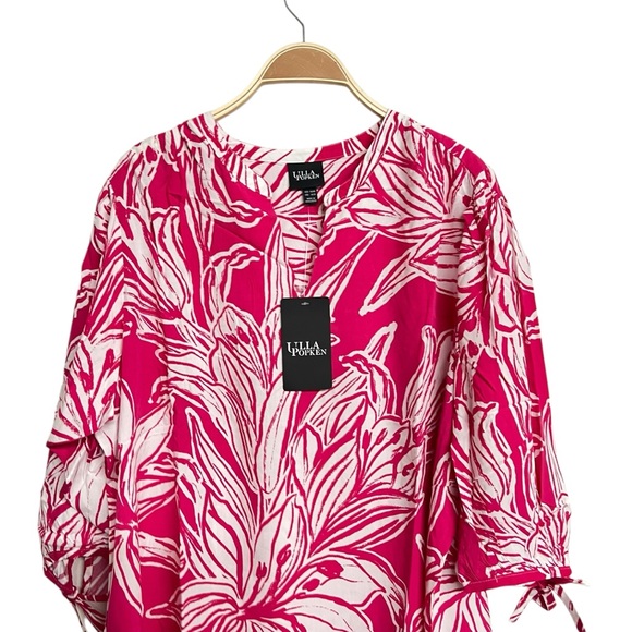 New Ulla Popken Lily Print Viscose Floral Blouse Top - Picture 3 of 7
